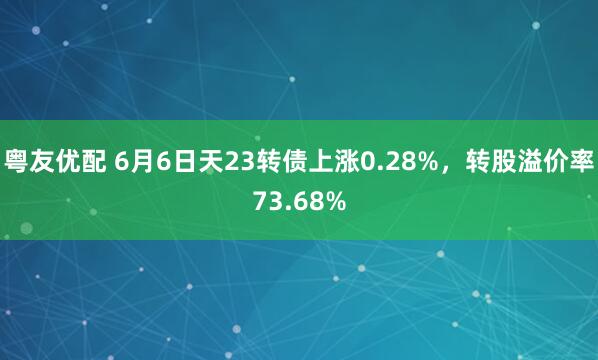 粤友优配 6月6日天23转债上涨0.28%，转股溢价率73.68%