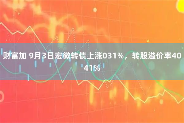 财富加 9月3日宏微转债上涨031%，转股溢价率4041%